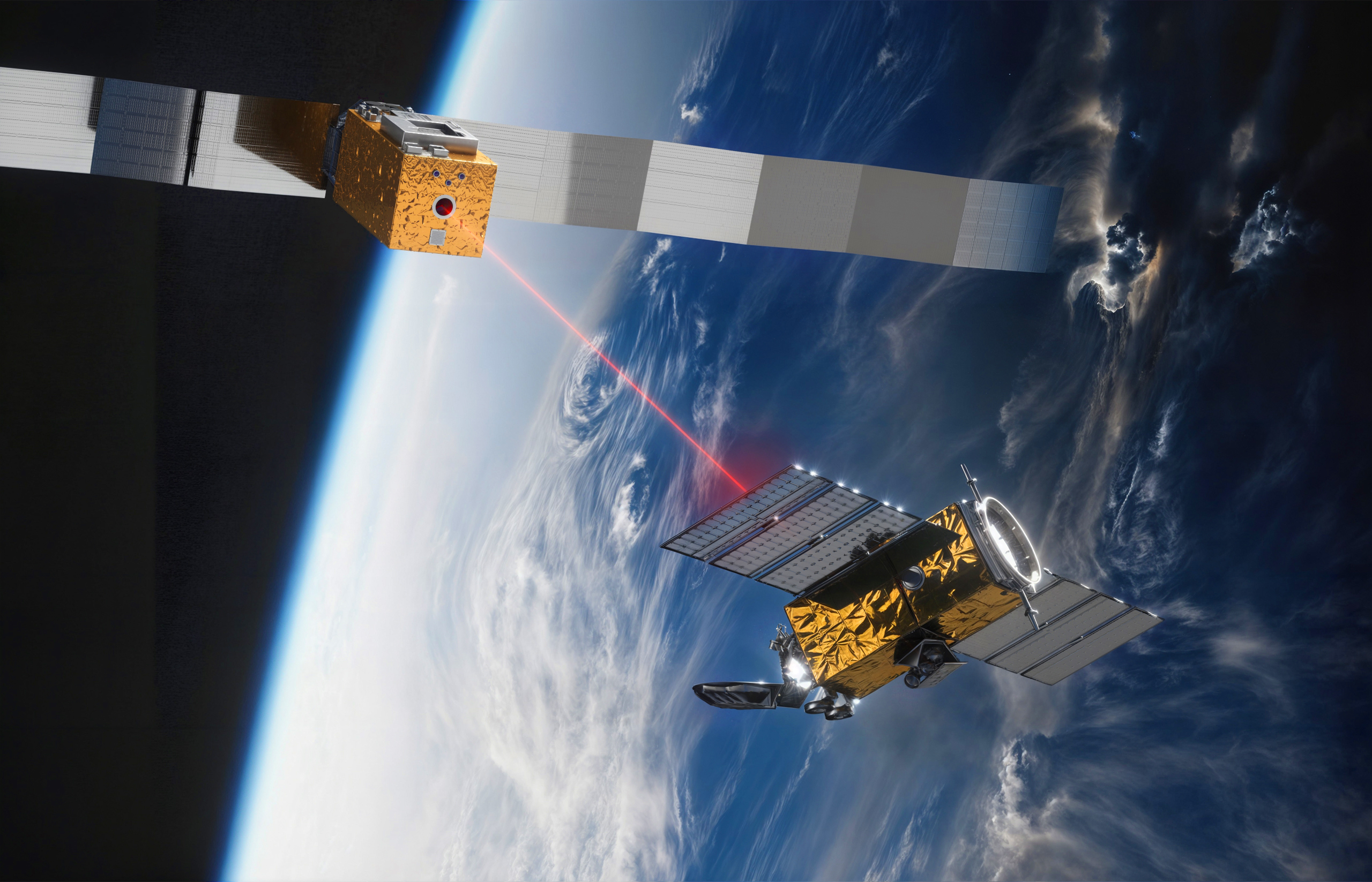 Solaris satellite engaging a target with directed energy